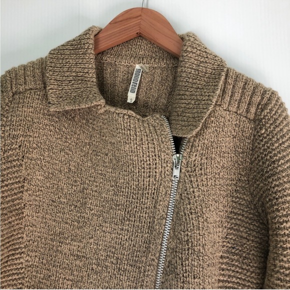 Monoreno Anthropologie Tan Knit Zipper Jacket sweater style jacket size small - Picture 4 of 12